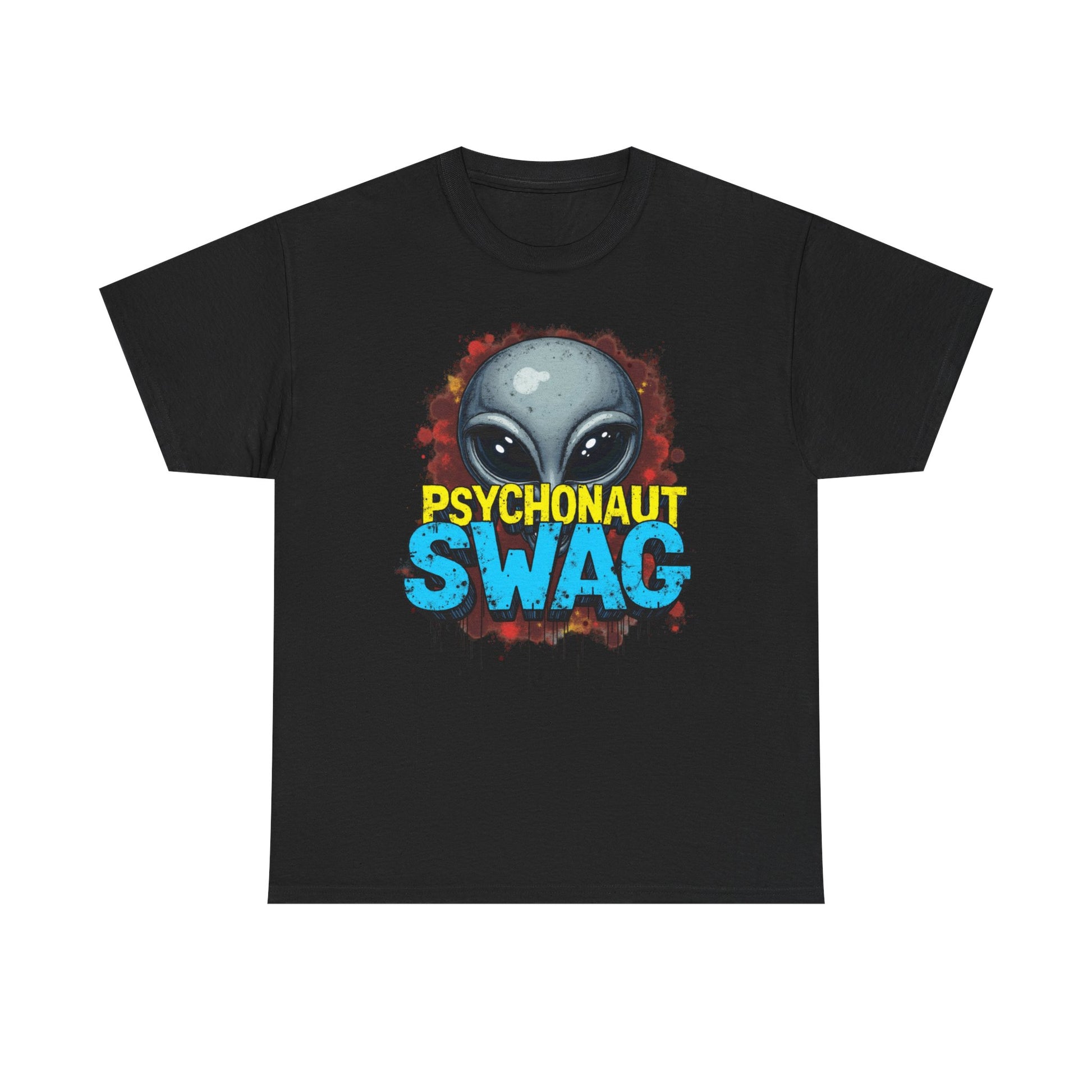 Hidden Alien, Psychonaut Swag, Staple Tee, Unisex Heavy Cotton Tee - Psychedelic Alien Swag Tee, Fun Graphic Tee, Perfect for Festivals, Casual Wear, Gift for Space Lovers - Psychonaut Swag