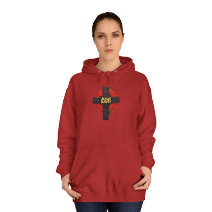 Christian Cross Hoodie – Jesus Saves Heart Graphic