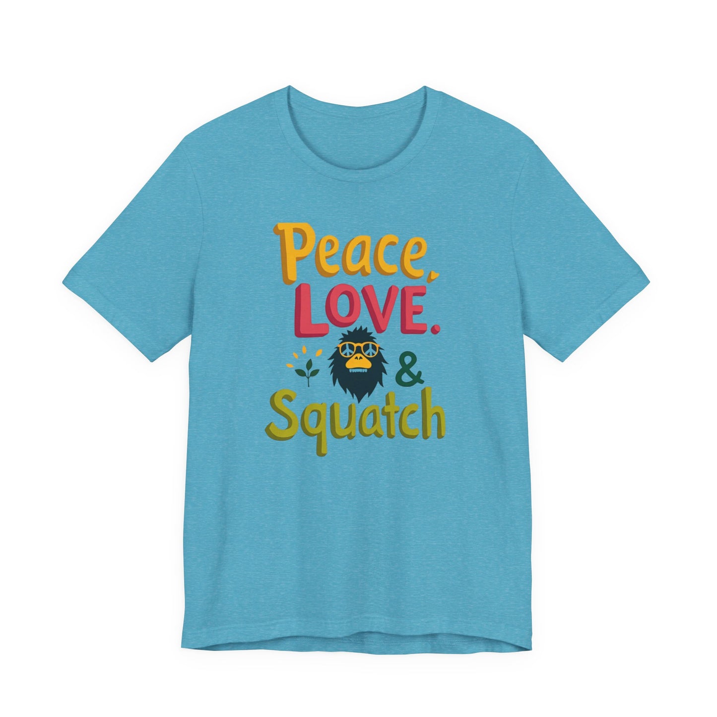 Peace, Love & Squatch T-Shirt — Retro Bigfoot Graphic Tee