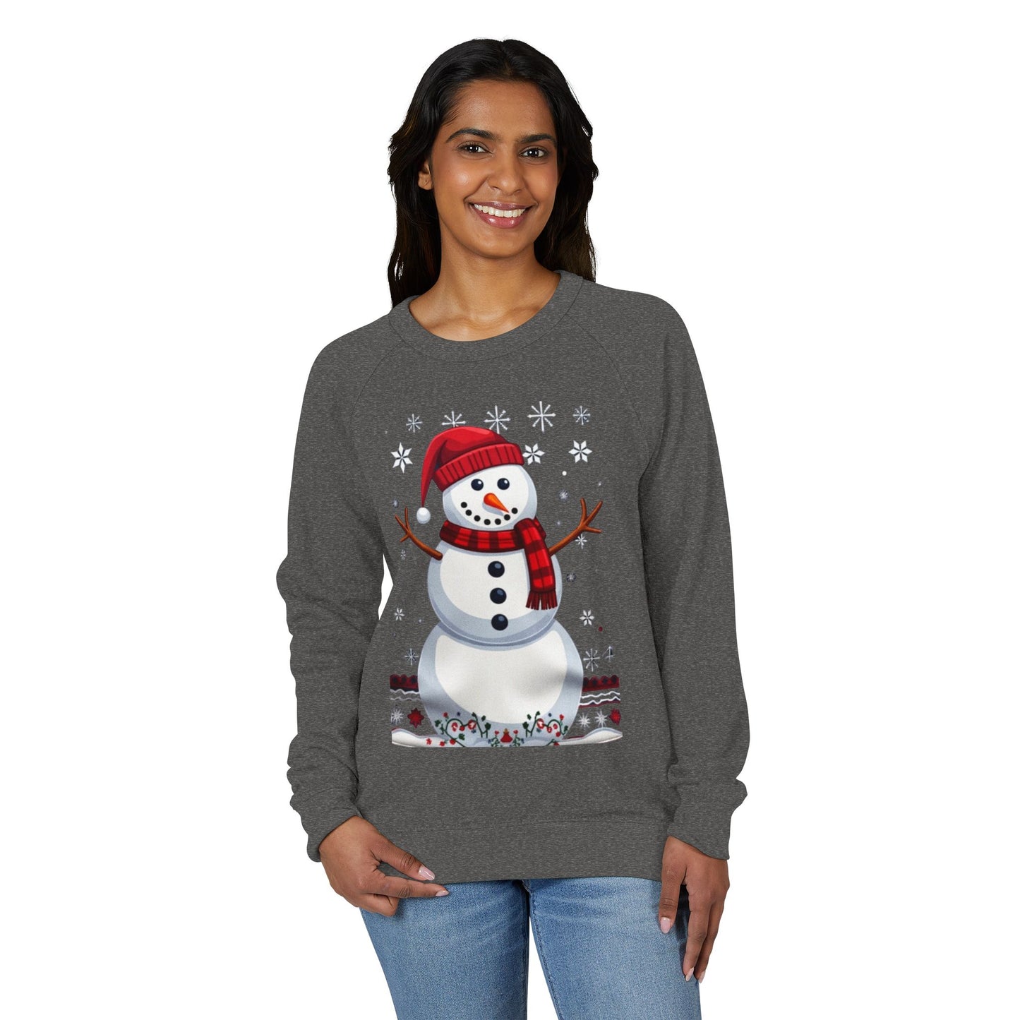 Snowman Holiday Crewneck — Snowy Season Raglan Sweatshirt
