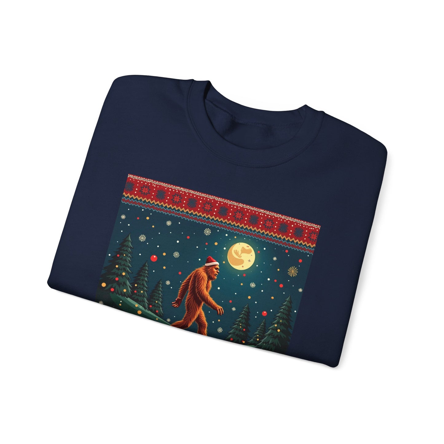 Bigfoot Holiday Sweatshirt — Sasquatch Crossing Winter Christmas Crewneck