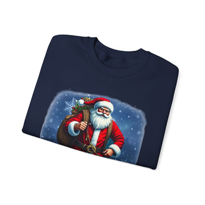Santa Snow Hike, Graphic Sweatshirt – Vintage Holiday Christmas Crewneck