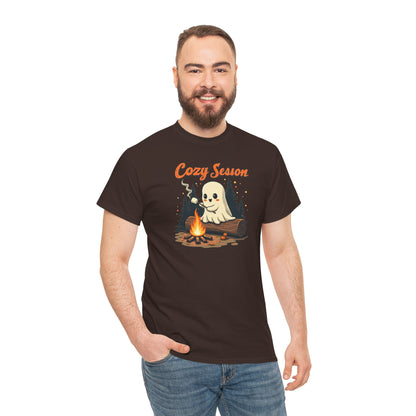 Cozy Season Tee — Cute Ghost Campfire Halloween T-Shirt