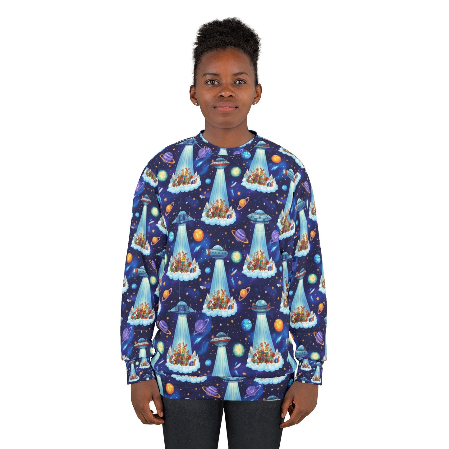 Alien City Abduction Ugly Christmas Sweatshirt