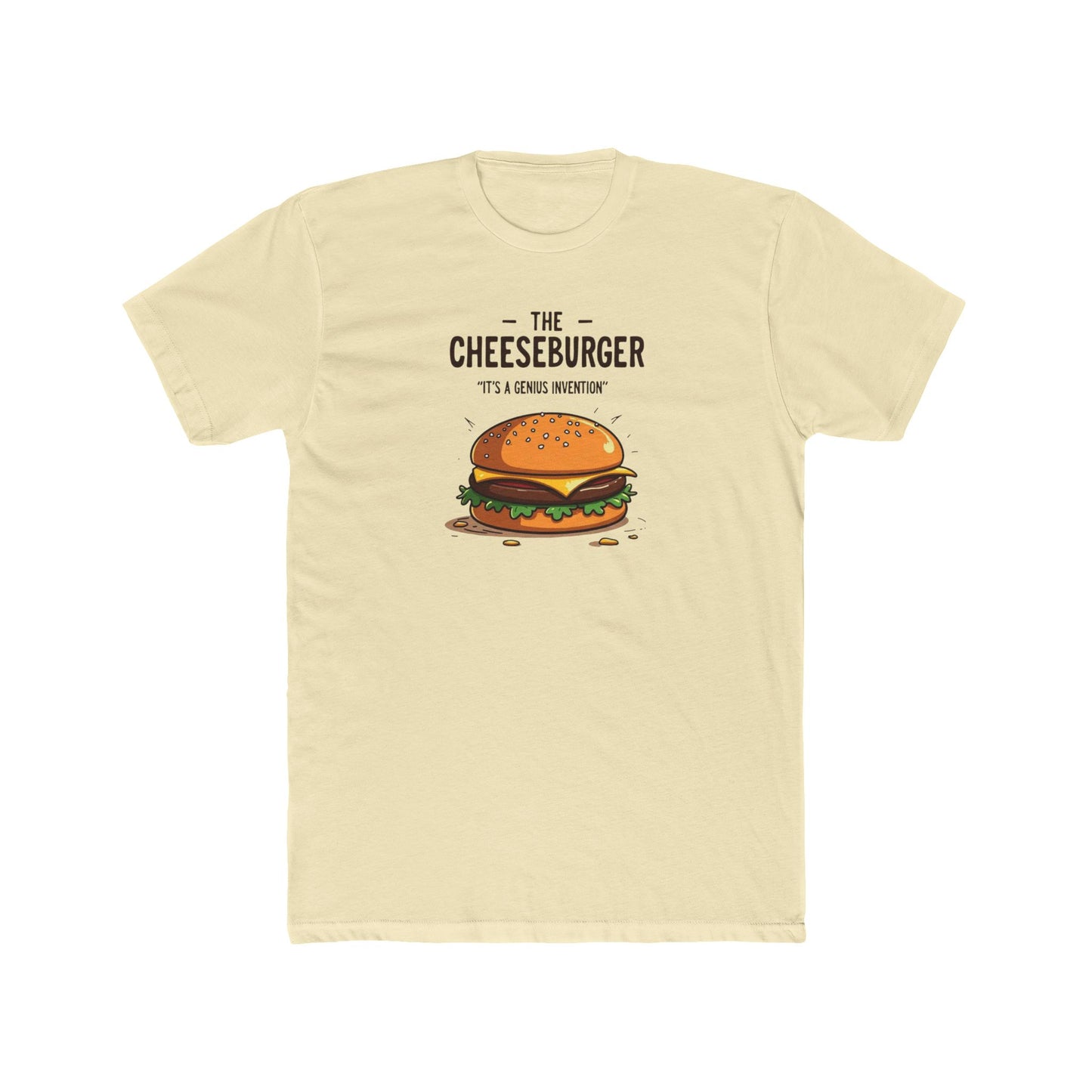 Cheeseburger Genius Tee — "The cheeseburger is a genius invention" Cotton Crew Shirt