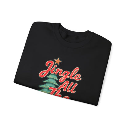 Christmas Sweatshirt — "Jingle All The Way" Retro Tree Holiday Crewneck
