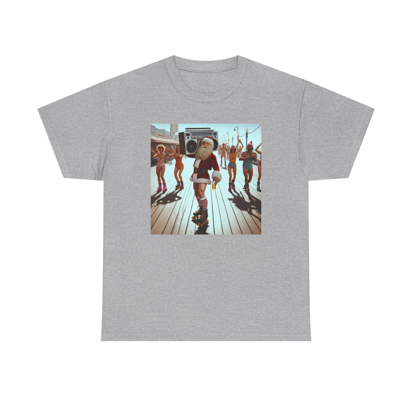 Santa Boombox Retro Christmas Tee — Holiday Dance Party T-Shirt