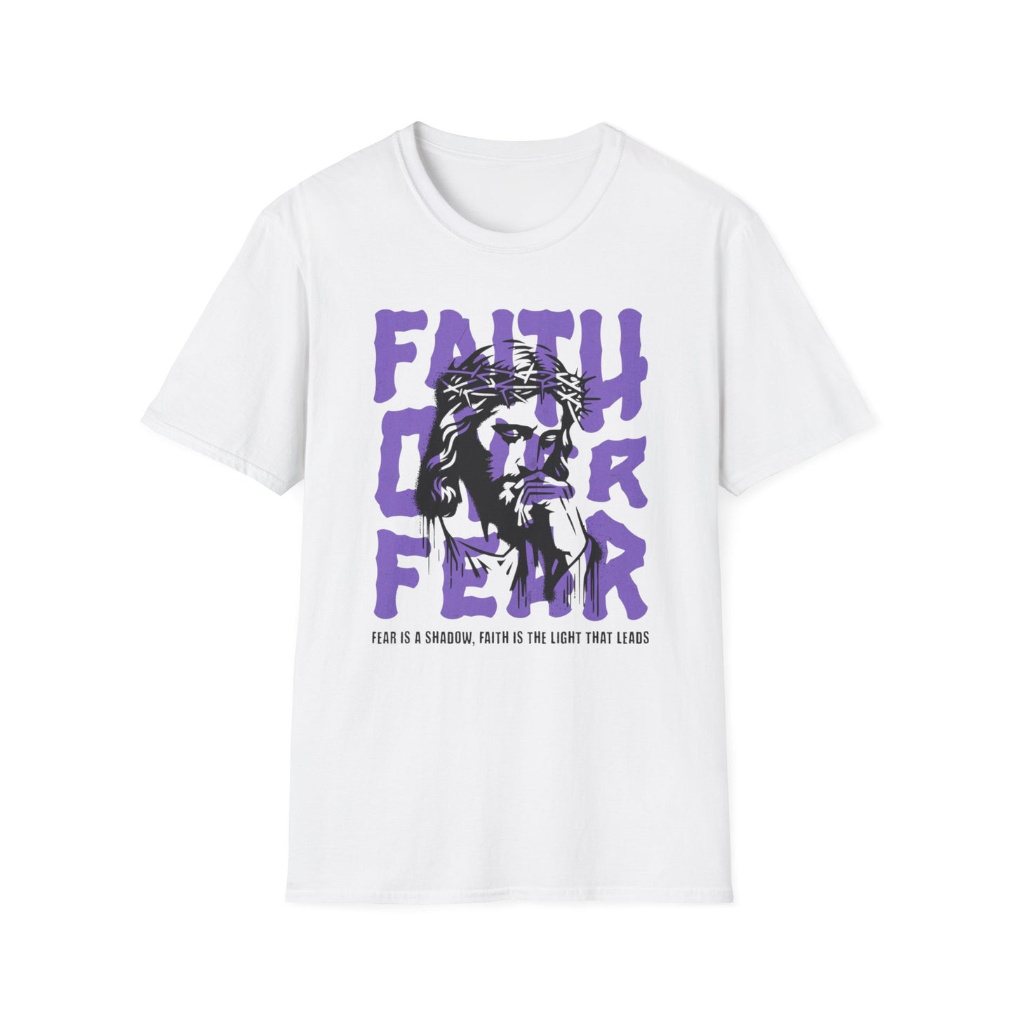 Faith Over Fear T-Shirt — Christian Jesus Graphic Tee (Faith Over Fear purple design)