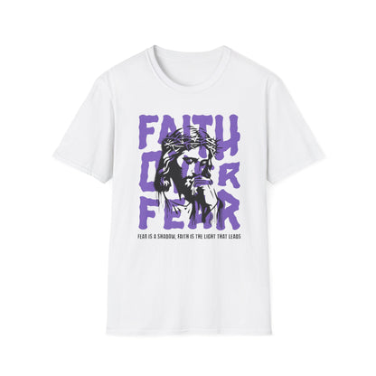 Faith Over Fear T-Shirt — Christian Jesus Graphic Tee (Faith Over Fear purple design)