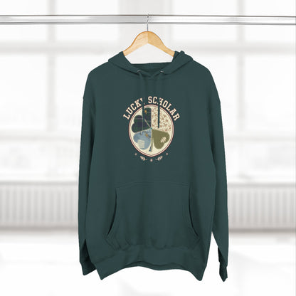 Lucky Scholar Clover, Three-Panel Fleece Hoodie