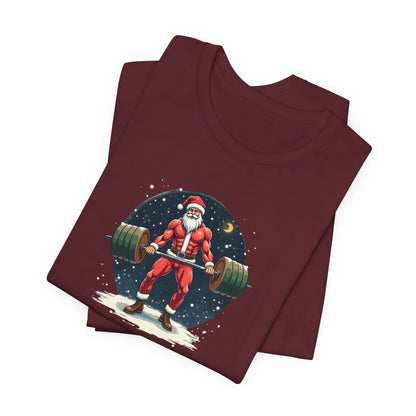 Jacked Santa Weightlifting, Unisex Jersey Short Sleeve Tee