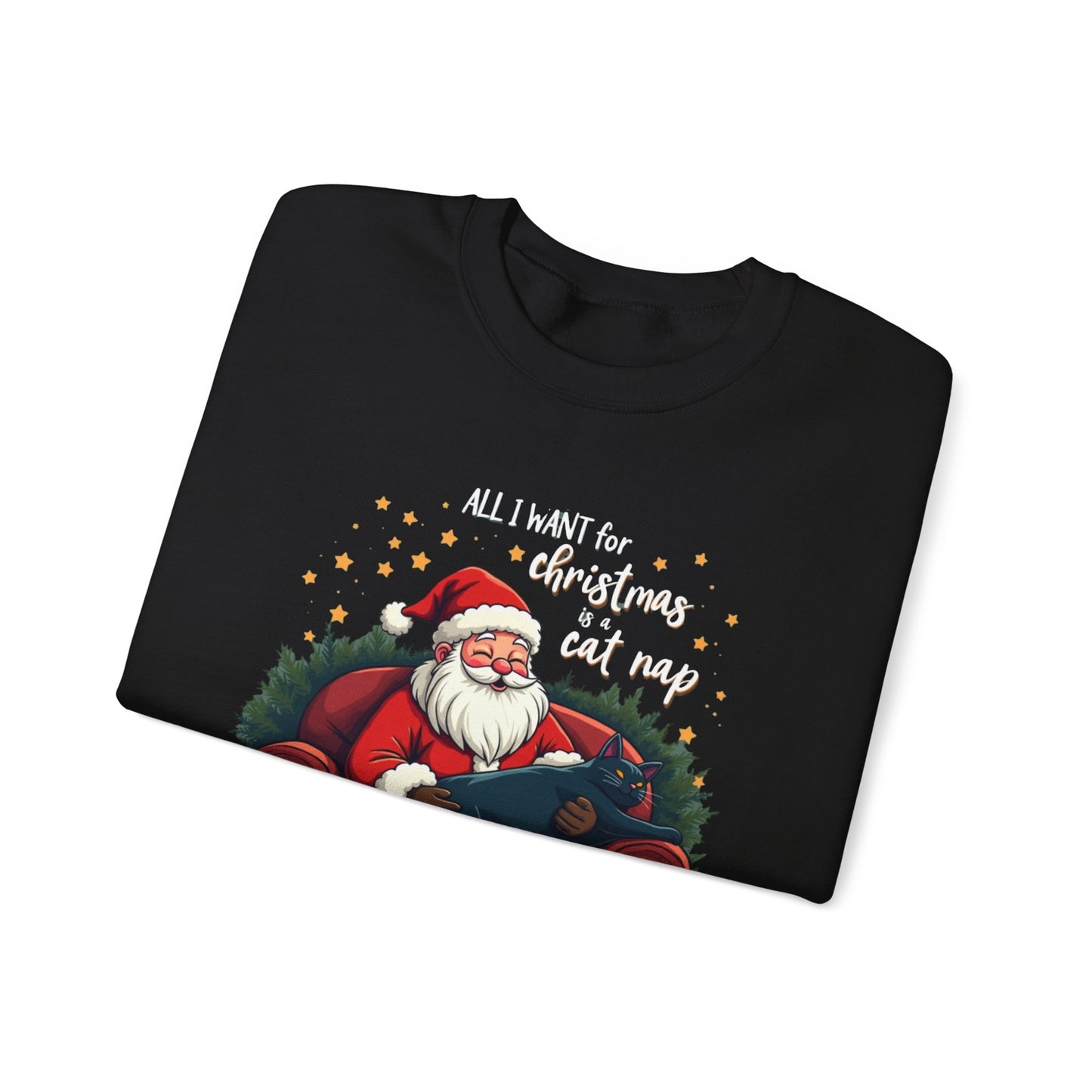 Christmas Cat Nap Sweatshirt – Santa Relaxing on Armchair