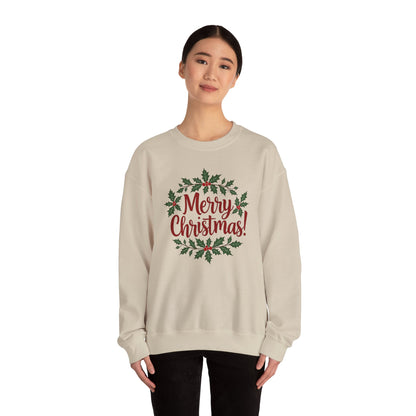 MERRY CHRISTMAS wreath, Crewneck Sweatshirt