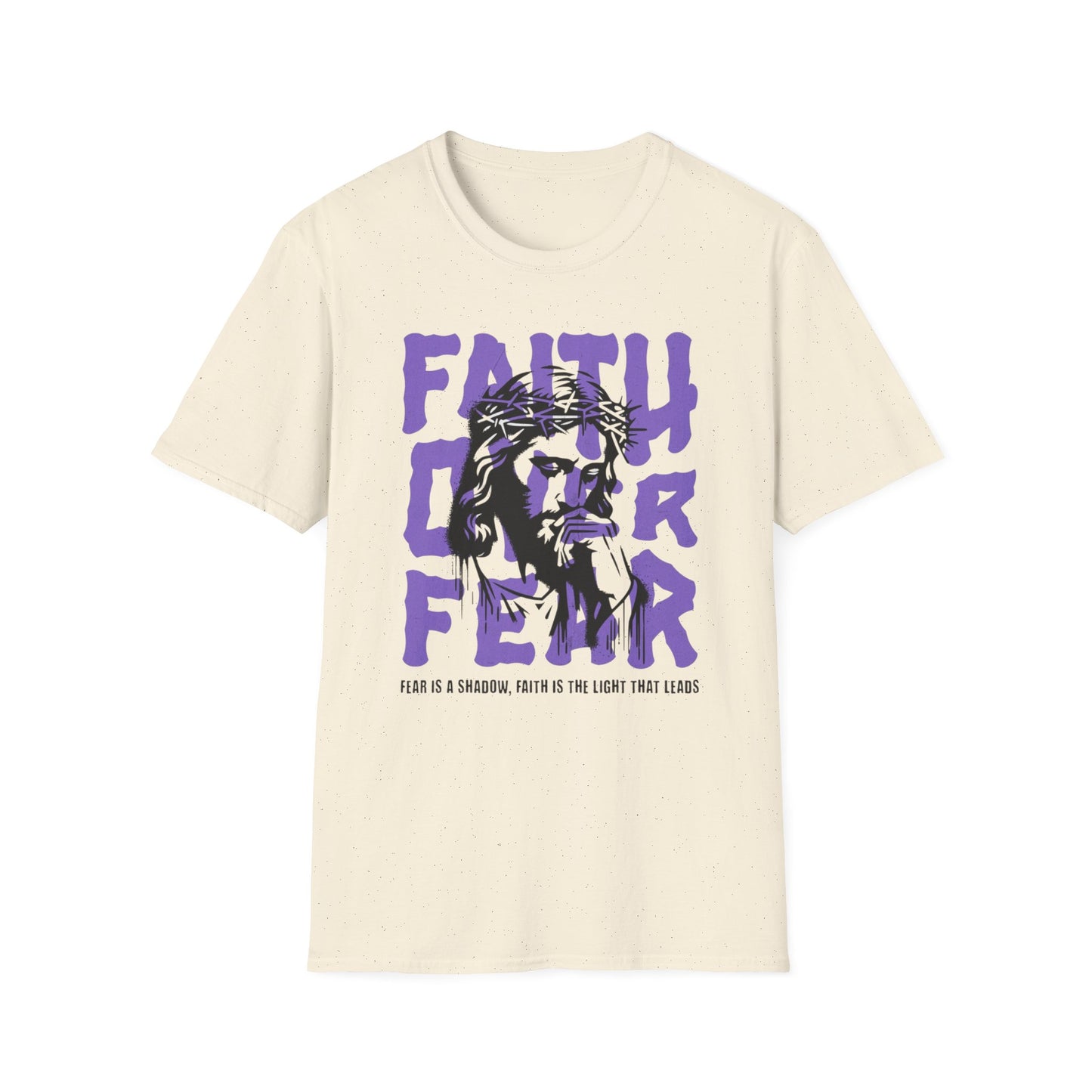 Faith Over Fear T-Shirt — Christian Jesus Graphic Tee (Faith Over Fear purple design)