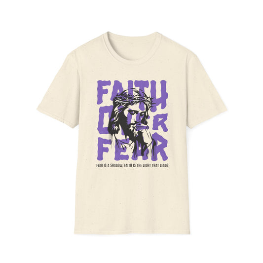 Faith Over Fear T-Shirt — Christian Jesus Graphic Tee (Faith Over Fear purple design)