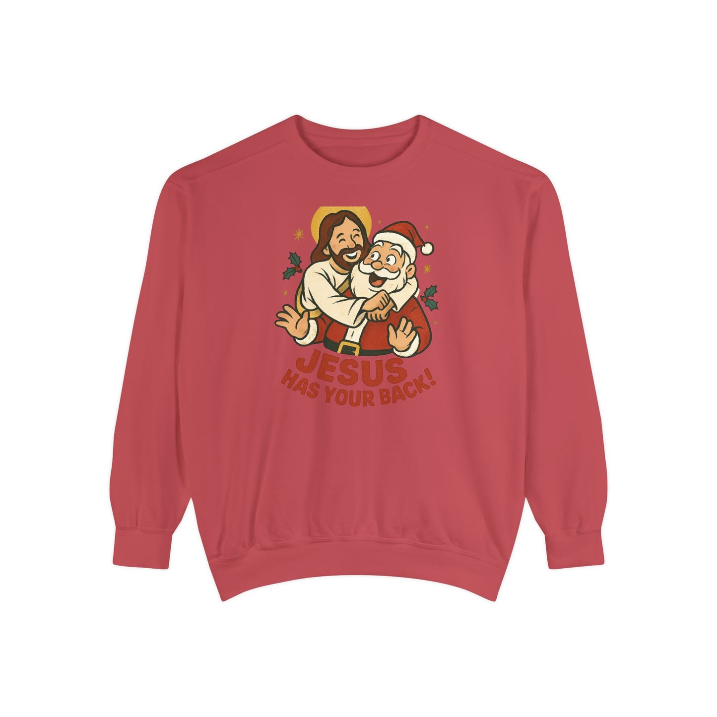 Christian Sweatshirt Jesus Santa Holidays Back Support