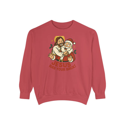 Christian Sweatshirt Jesus Santa Holidays Back Support