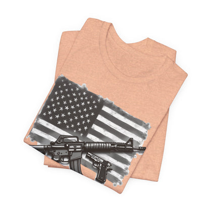 Patriotic 2nd Amendment Tee – “Foreign and Domestic” American Flag T-Shirt