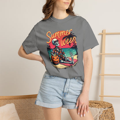 T-Shirt — "Summerween" Beach Skeleton Halloween Graphic Tee