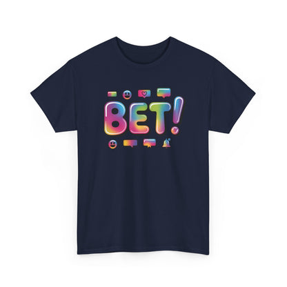 Bet! Colorful Speech Bubble Graphic Tee — Casual Youth Streetwear T-Shirt