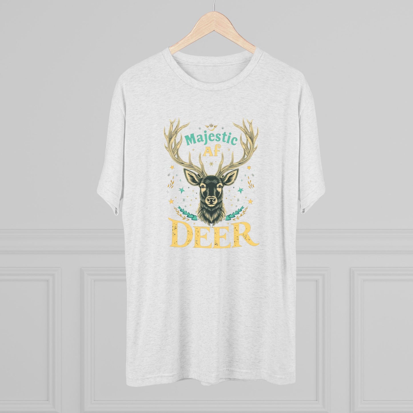 Majestic AF Deer Tee - Unisex Tri-Blend Crew Tee, Perfect for Nature Lovers, Gifts for Hunters, Casual Wear, Wildlife Enthusiasts