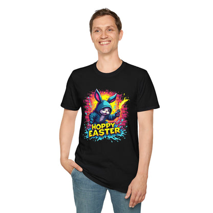Easter Bunny 'Hoppy Easter' T-Shirt — Colorful Neon Bunny Graphic Tee