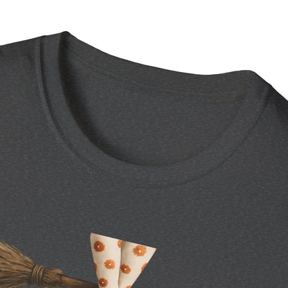 Bat and Bubblegum Unisex Softstyle T-Shirt, Halloween Top, Whimsical Graphic Tee, Cute Gift for Animal Lovers, Fall Vibes