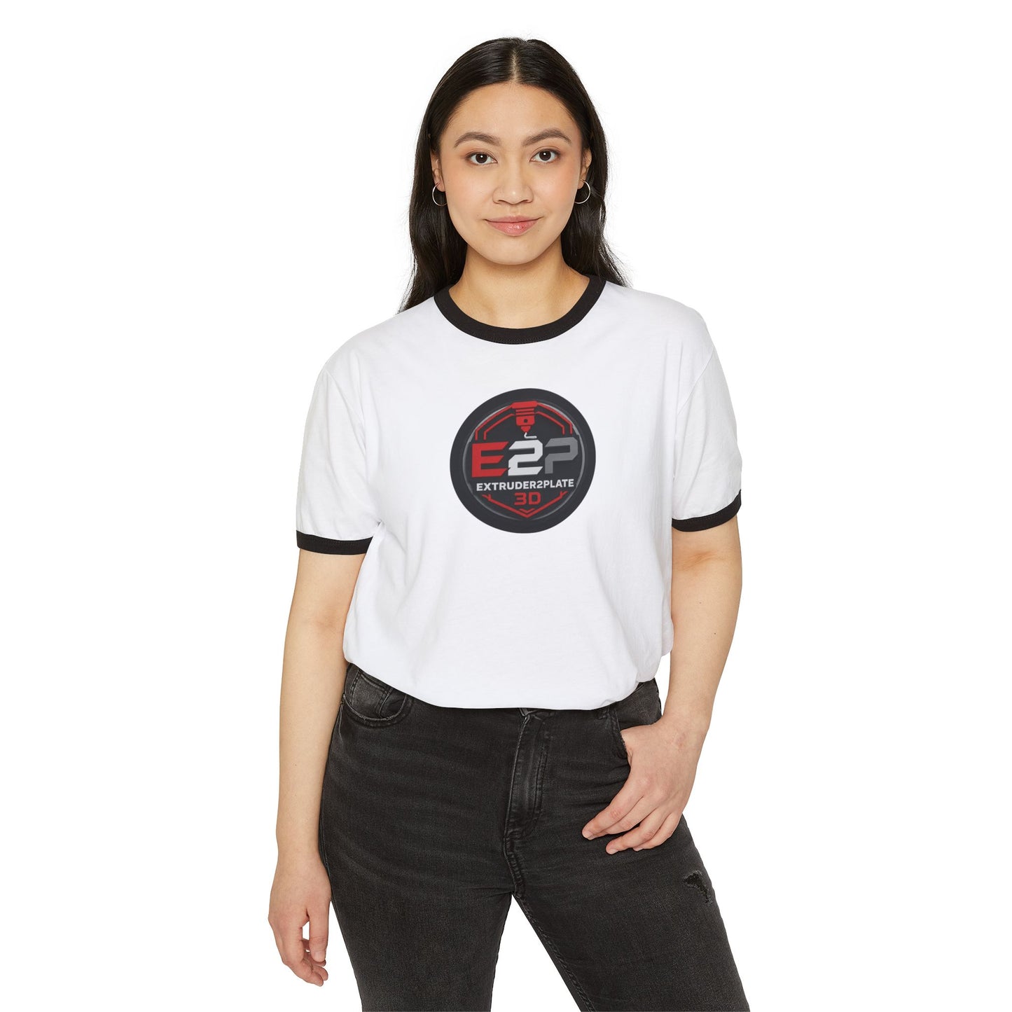 Extruder2Plate 3D Logo Ringer Tee (Extruder2Plate.com)