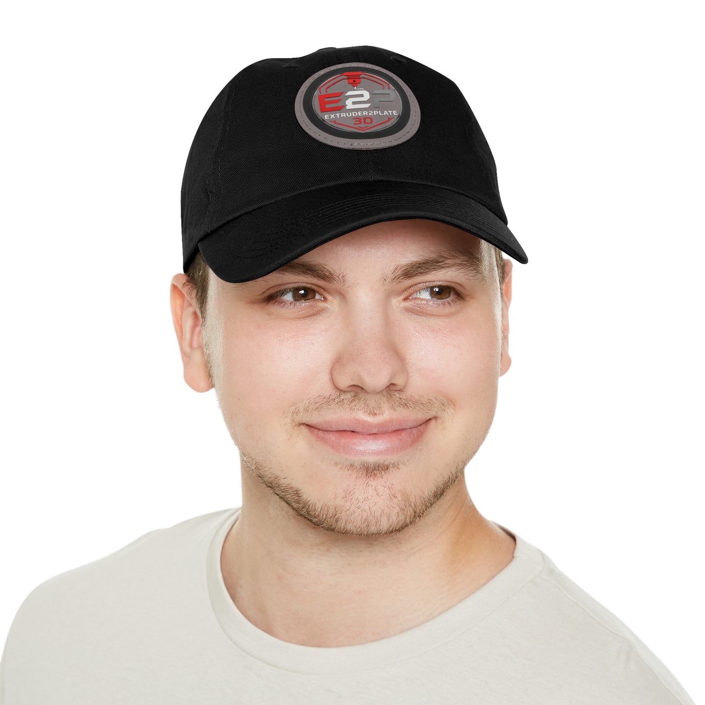 Extruder2Plate, Dad Hat with Leather Patch (Round)