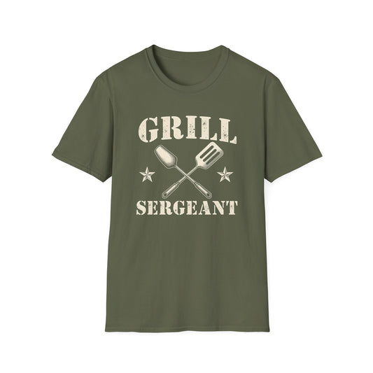 Grill Sergeant T-Shirt, Unisex Softstyle Tee, BBQ Gift, Father's Day Shirt, Grilling Apparel - Psychonaut Swag
