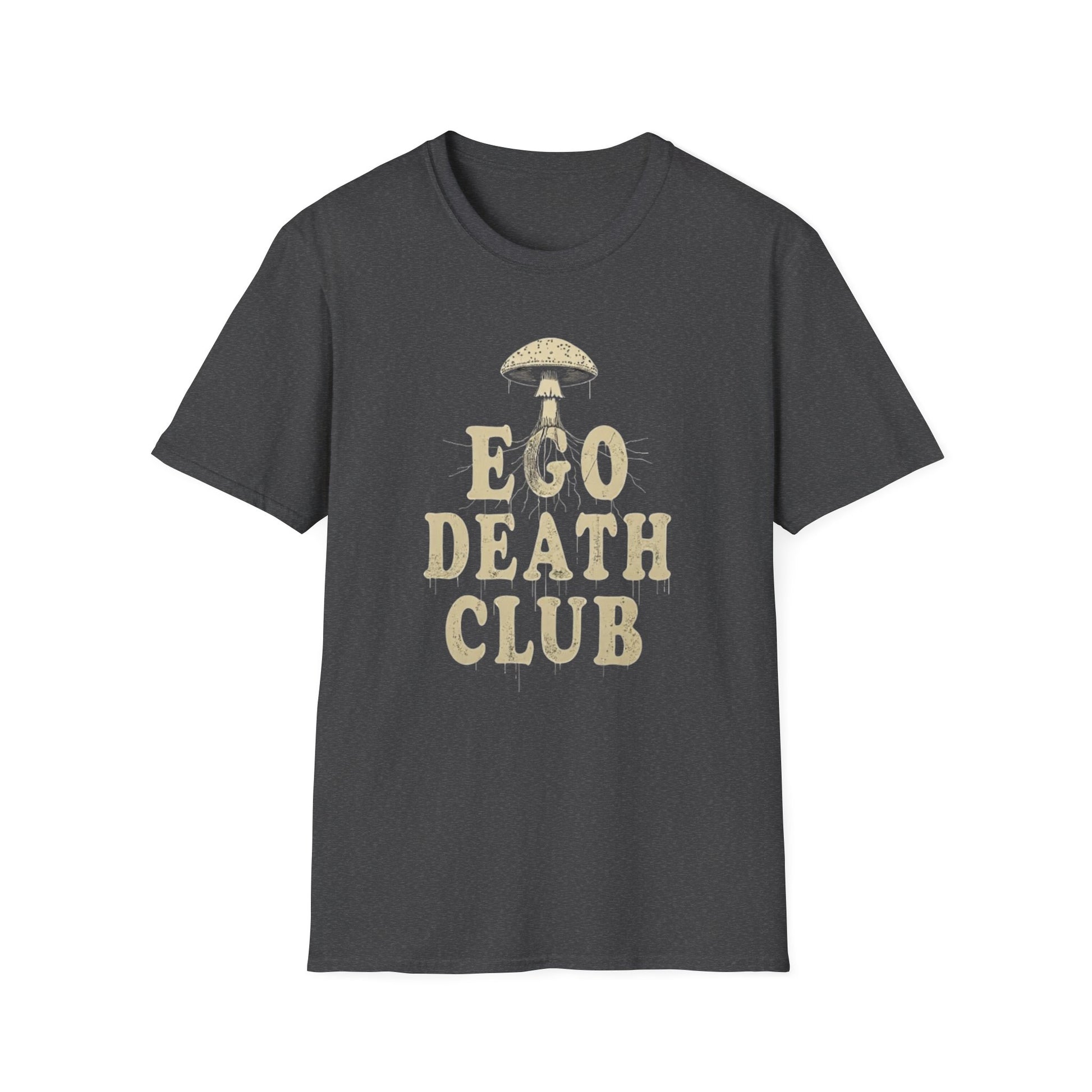 Ego Death Club Mushroom, T-Shirt, Unisex Softstyle Tee, Casual Wear, Gift for Friends, Unique Graphic Shirt - Psychonaut Swag
