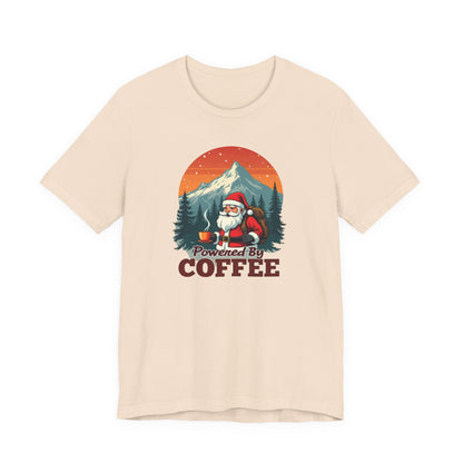 Coffee-Powered Santa T-Shirt — "Powered by Coffee" Holiday Tee