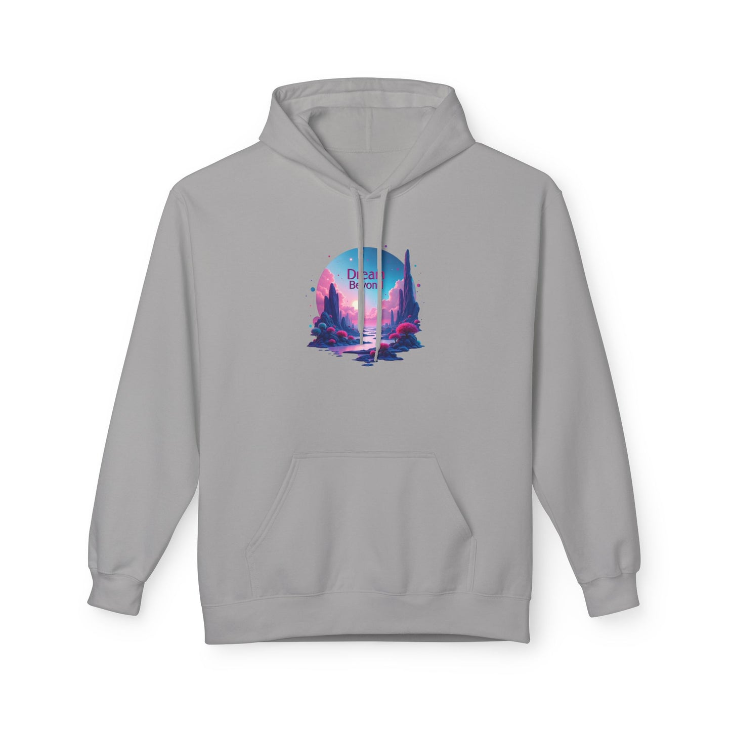 Retro Vaporwave Nature Hoodie — Neon Sunset Cityscape Graphic