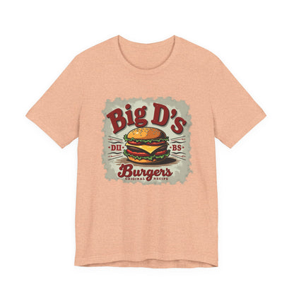 Big D's Burgers Unisex Jersey Tee - Fun Foodie Shirt, Casual Wear, Burger Lover Gift, Retro Fast Food T-Shirt, Summer BBQ Fashion - Psychonaut Swag