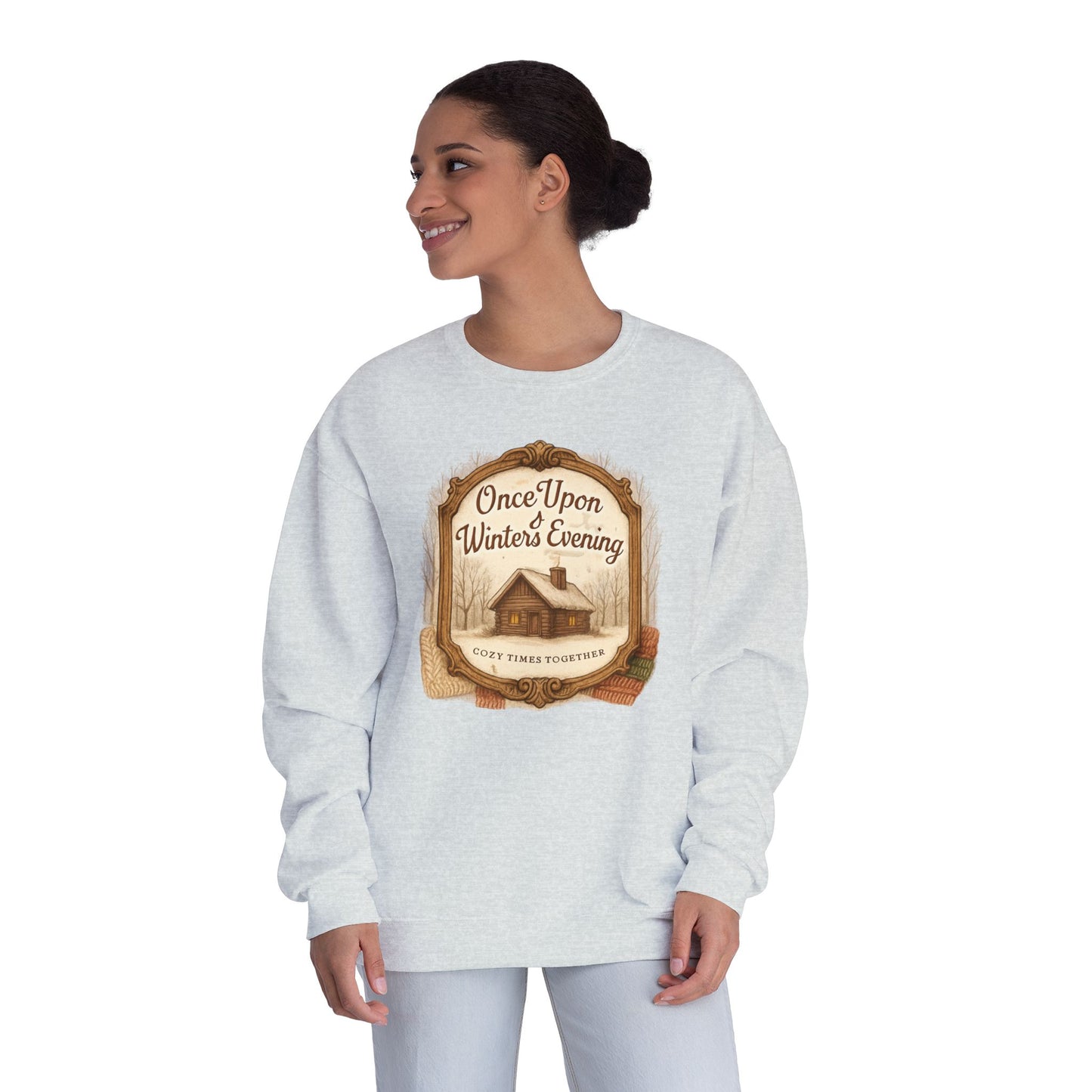 Once Upon a Winter's Cabin, Evening Sweatshirt — Cozy Vintage Holiday Crewneck