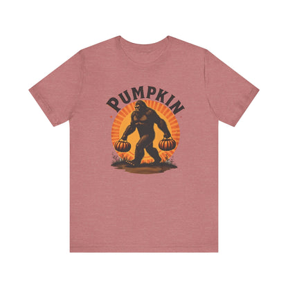 Pumpkin Bigfoot T-Shirt – Unisex Harvest Tee for Fall, Halloween, Autumn Celebrations, Gift for Nature Lovers, Casual Wear