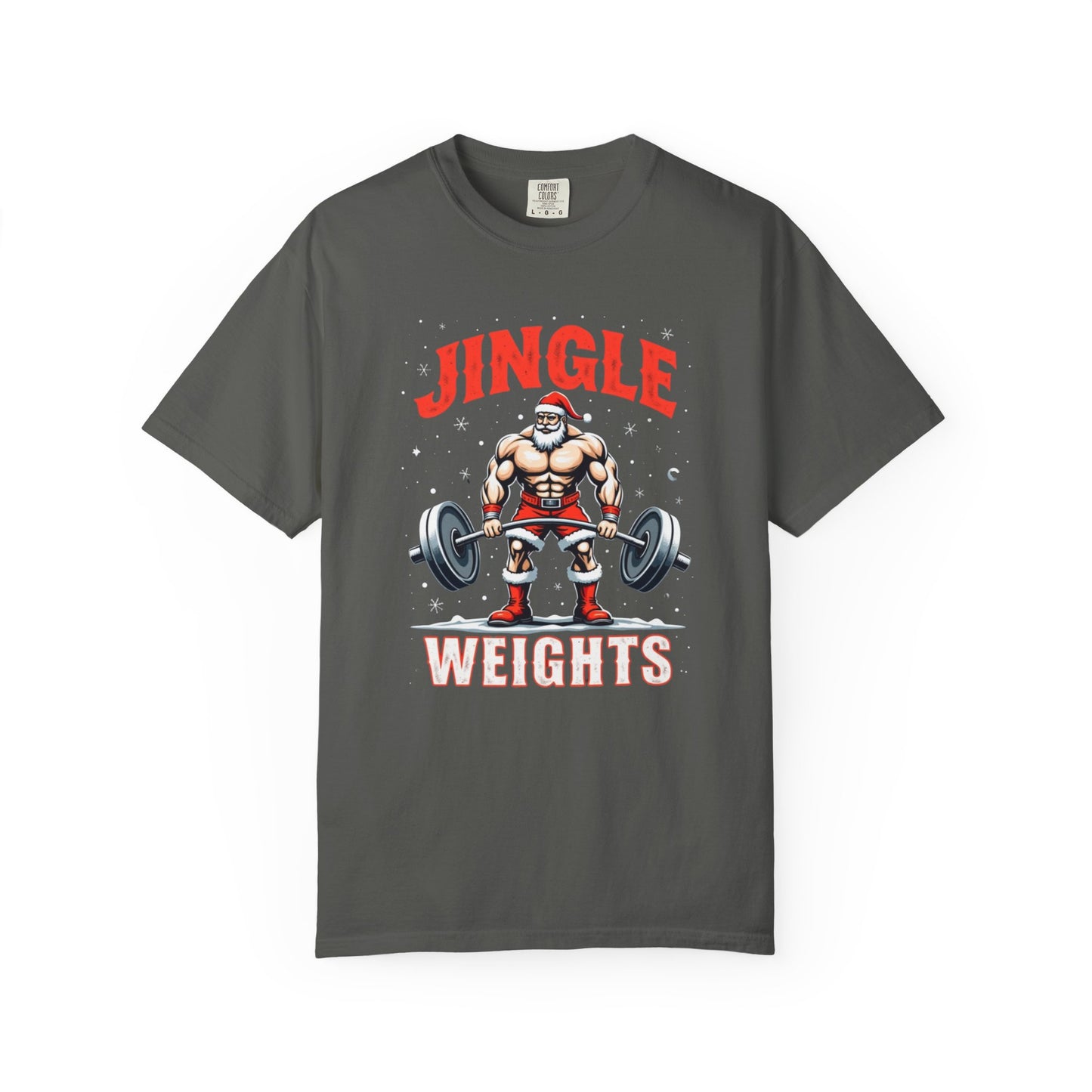 Jingle Weights T-Shirt — Santa Weightlifting Gym Tee (Christmas Fitness Gift)