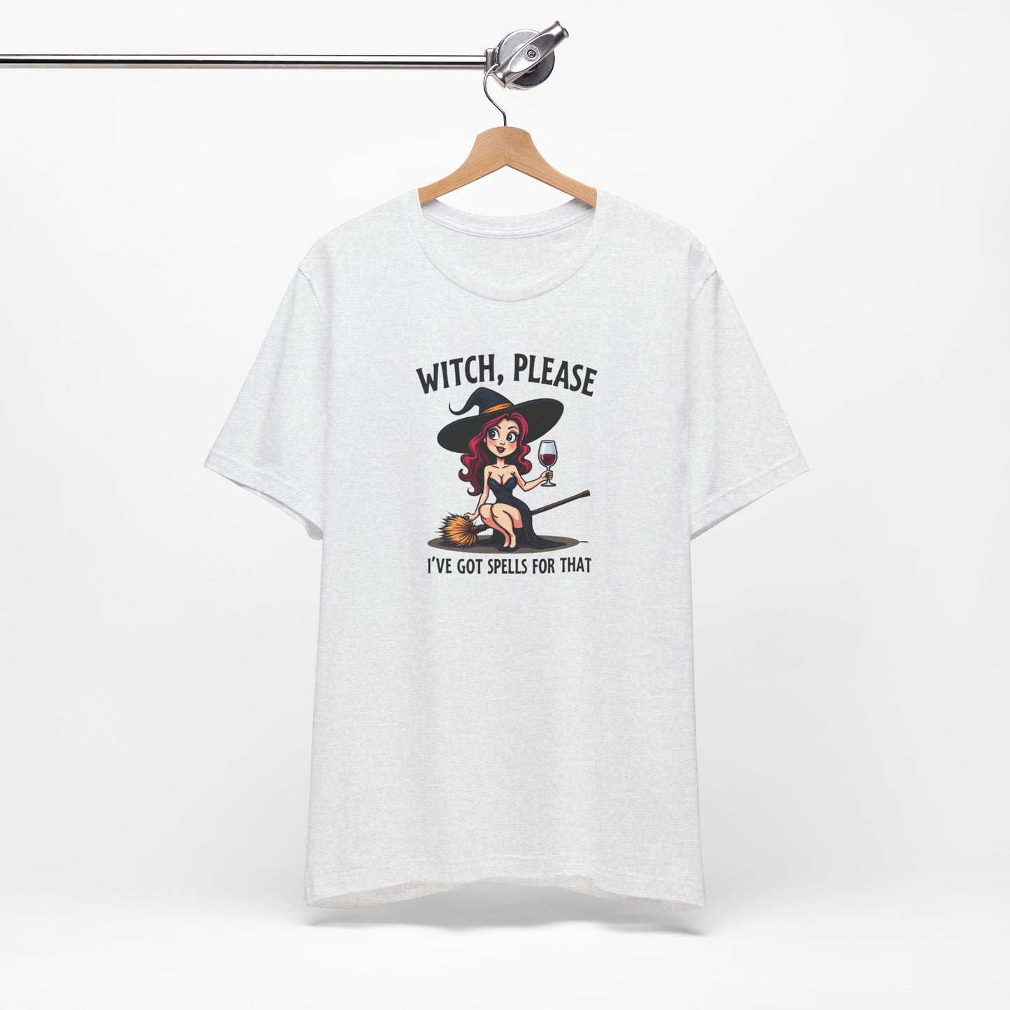 Witch, Please Tee — Cute Pinup Witch Graphic T‑Shirt ("I’ve Got Spells For That")