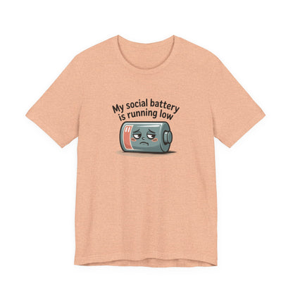 My Social Battery Is Running Low T-Shirt — Funny Introvert Graphic Tee