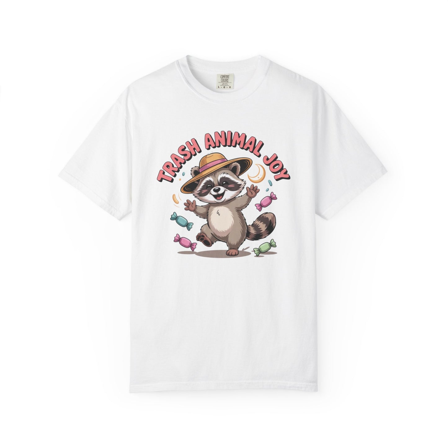 Trash Animal Joy Raccoon T-Shirt — Cute Candy-Loving Graphic Tee