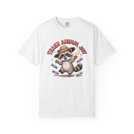 Trash Animal Joy Raccoon T-Shirt — Cute Candy-Loving Graphic Tee