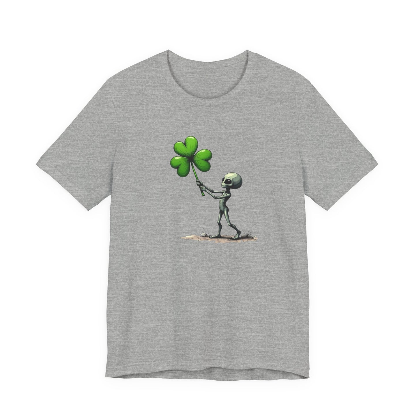 Alien Holding Clover T-Shirt — Cute St. Patrick’s Day Graphic Tee