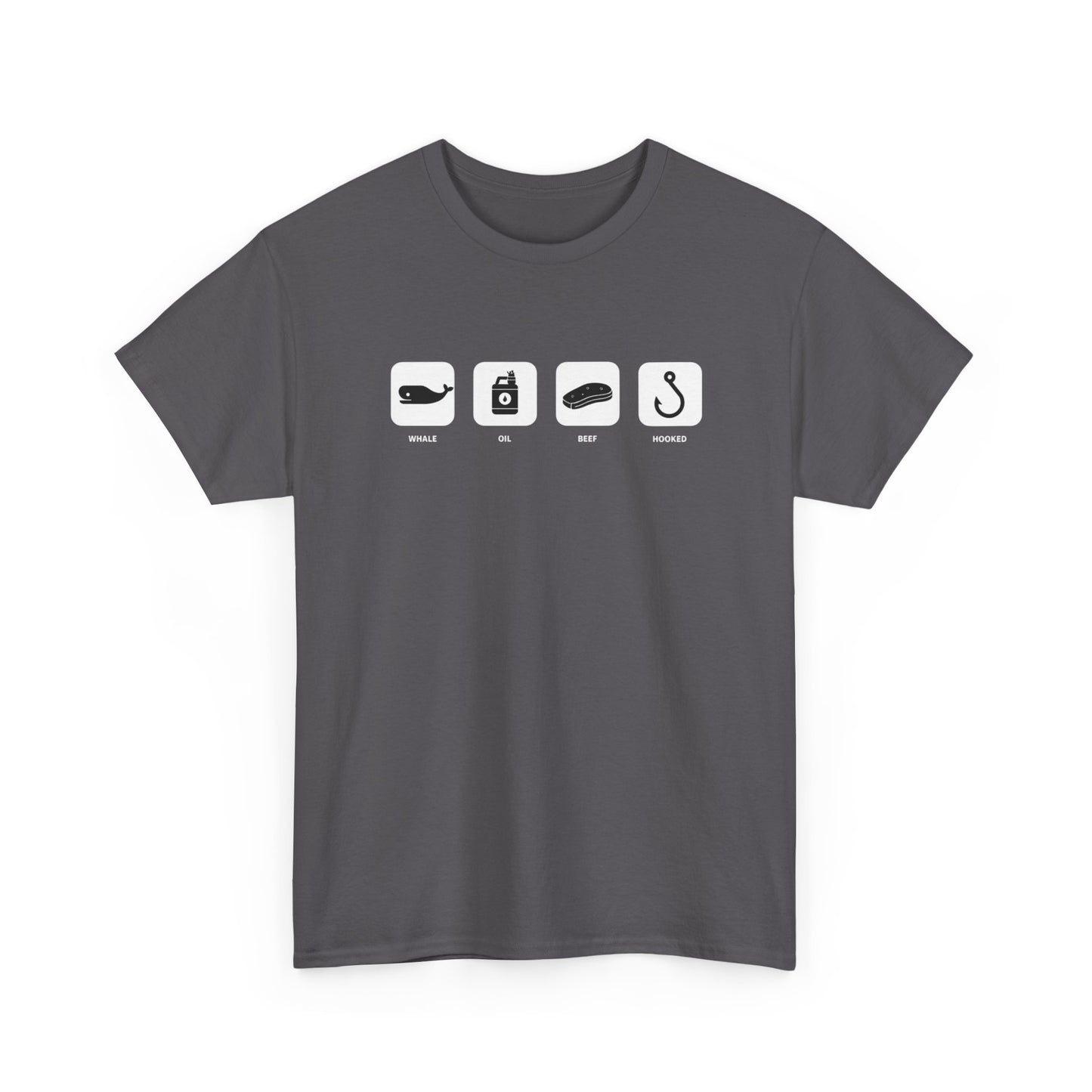 Fishing Essentials Icons T‑Shirt — Rod, Lure, Bait & Hook Graphic Tee
