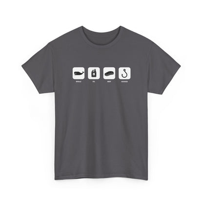 Fishing Essentials Icons T‑Shirt — Rod, Lure, Bait & Hook Graphic Tee