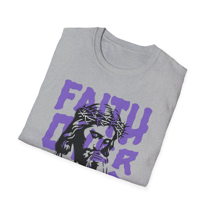 Faith Over Fear T-Shirt — Christian Jesus Graphic Tee (Faith Over Fear purple design)