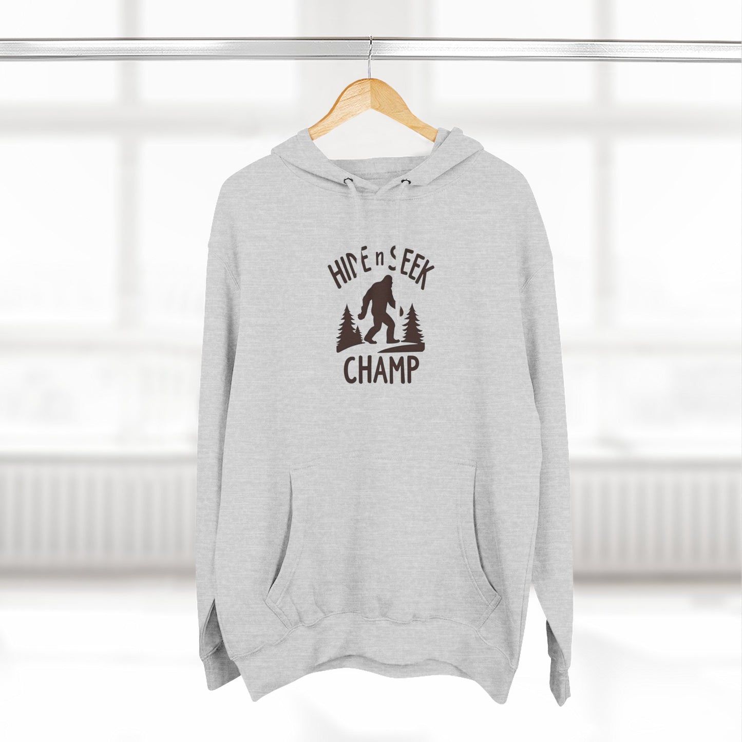 Hide & Seek Champ Hoodie — Bigfoot Sasquatch Graphic Pullover