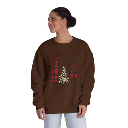 Christmas Buffalo Plaid Trees & Reindeer Crewneck Sweatshirt