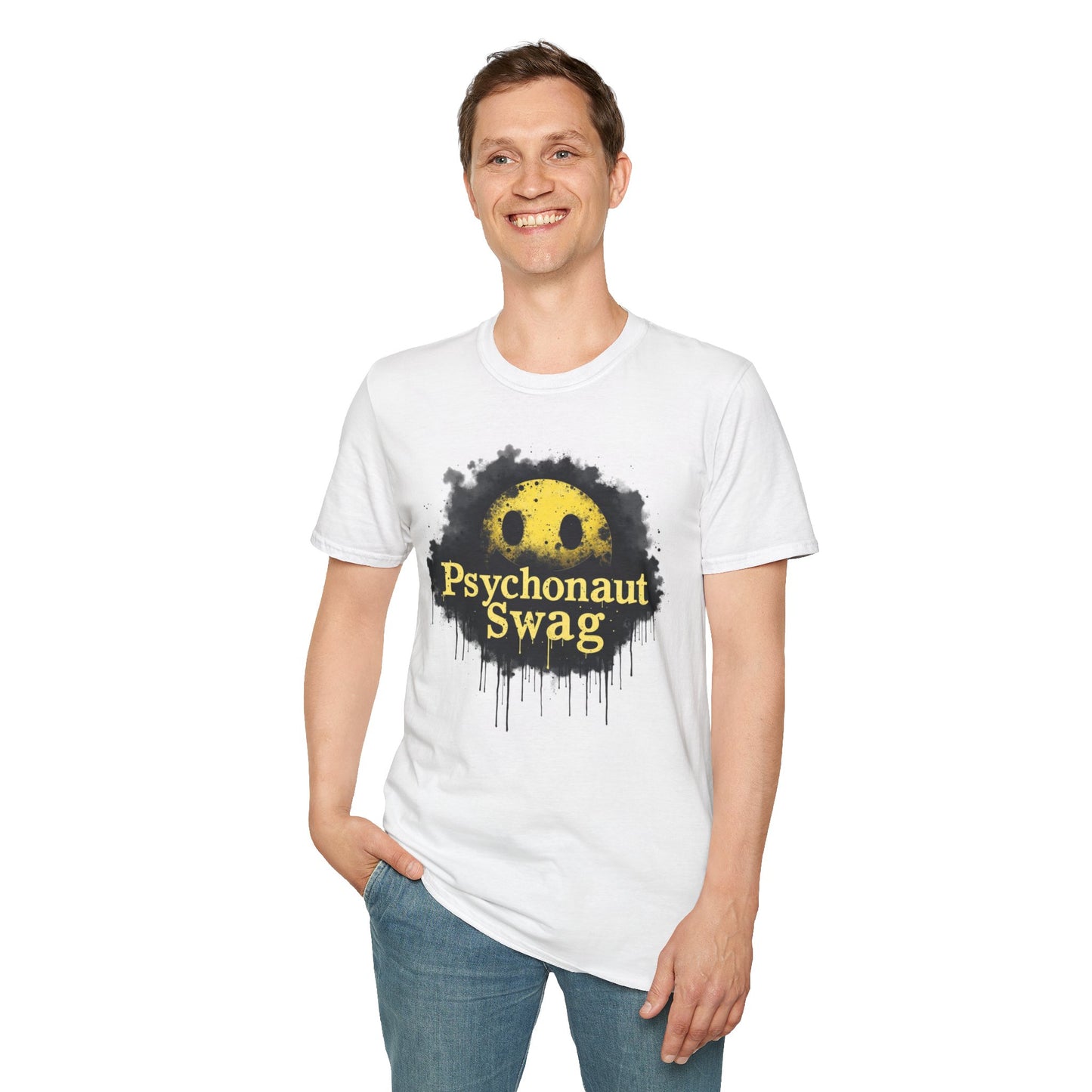 Psycho Smile, Pyschonaut Swag T-Shirt - Unisex Softstyle Tee, Casual Wear, Gift for Gamers, Festival Attire, Streetwear Fashion