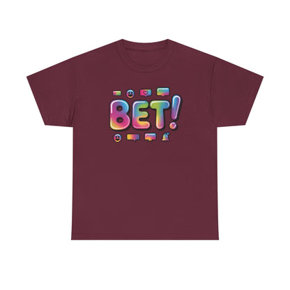 Bet! Colorful Speech Bubble Graphic Tee — Casual Youth Streetwear T-Shirt