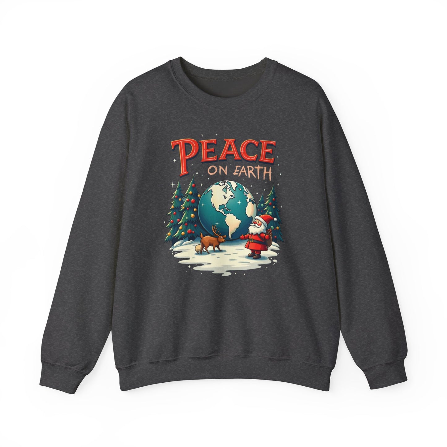 Peace on Earth Sweatshirt — Vintage Santa & Globe Christmas Crewneck